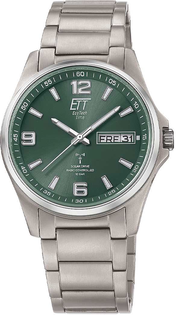 Bracelet de montre pour homme avec cadran vert et bracelet en métal argenté, rond