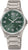 Bracelet de montre pour homme avec cadran vert et bracelet en métal argenté, rond