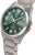 Bracelet de montre pour homme avec cadran vert, bracelet en métal argenté et couronne latérale