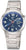 Bracelet de montre pour homme avec cadran bleu et bracelet en métal argenté