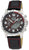 Bracelet de montre pour homme avec bracelet en cuir noir, boîtier en titane argenté et cadran noir