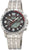 Bracelet de montre pour homme en titane argenté avec cadran noir, lunette ronde