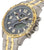 Montre homme avec cadran gris foncé, lunette dorée et bracelet en titane