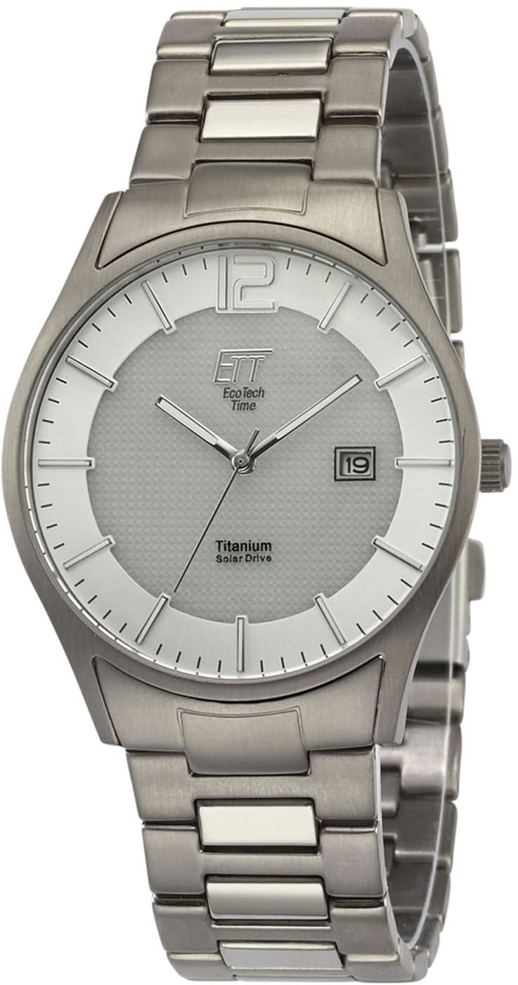 Montre pour homme : bracelet en titane argenté, cadran rond avec affichage de la date