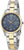 Montre solaire pour femme : cadran bleu, bracelet bicolore argent/or