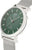 Montre pour femme avec cadran vert, boîtier en acier inoxydable argenté et bracelet en maille milanaise