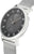 Montre pour femme, cadran noir rond, lunette argentée et bracelet en maille milanaise