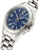 Montre pour femme avec cadran bleu, boîtier en métal et protège-couronne, bracelet en acier inoxydable
