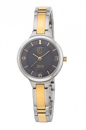 Bracelet de montre pour femme avec cadran sombre et bracelet bicolore en titane