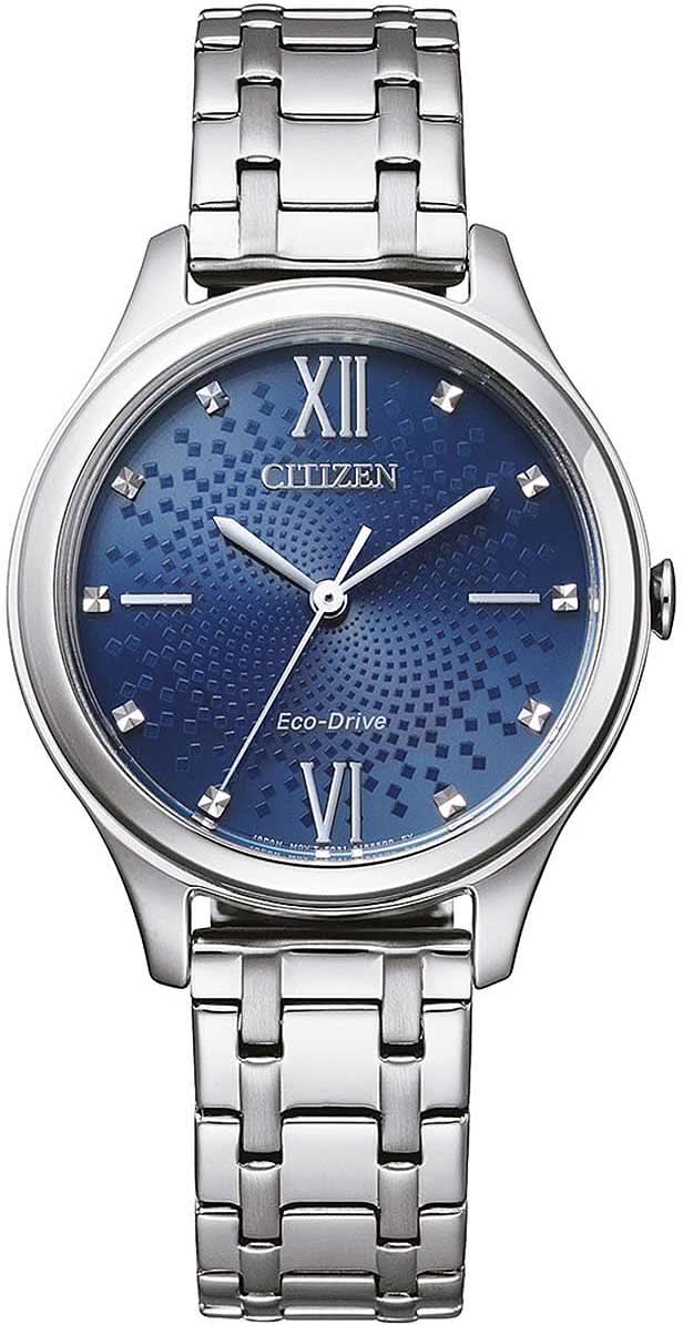 Montre Citizen Elegance EM0500-73L pour femme • Eco-Drive • Cadran bleu