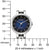 Montre pour femme avec cadran bleu, indication de taille sur échelle millimétrique