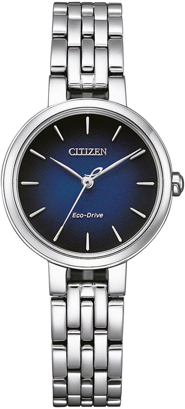 Montre pour femme avec cadran bleu et bracelet en acier inoxydable, lunette ronde