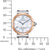 Damen-Uhr mit roségoldener Lünette und silbernem Zifferblatt, graues Lederband