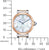 Montre pour femme avec cadran bleu, lunette or rose et bracelet bicolore en acier inoxydable
