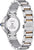 Fond de montre pour femme avec inscription et bracelet en acier inoxydable, vis apparentes sur le bord