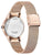 Damenuhr Rückansicht mit Roségold-Caseback und Roségold-Maschenarmband