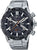 Montre Edifice pour homme avec bracelet en acier inoxydable argenté, cadran noir et accents orange