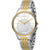 Bicolor Damenarmbanduhr aus Edelstahl, silber/gold, weißes Zifferblatt mit Strichindex