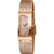Damenuhr mit roségoldfarbenem, eckigem Gehäuse und Mesh-Armband, Zifferblatt mit Indizes