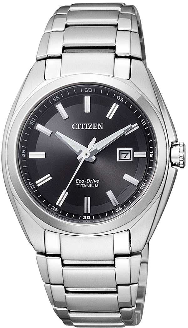 Montre pour femme avec bracelet en métal argenté et cadran noir, Citizen Eco-Drive