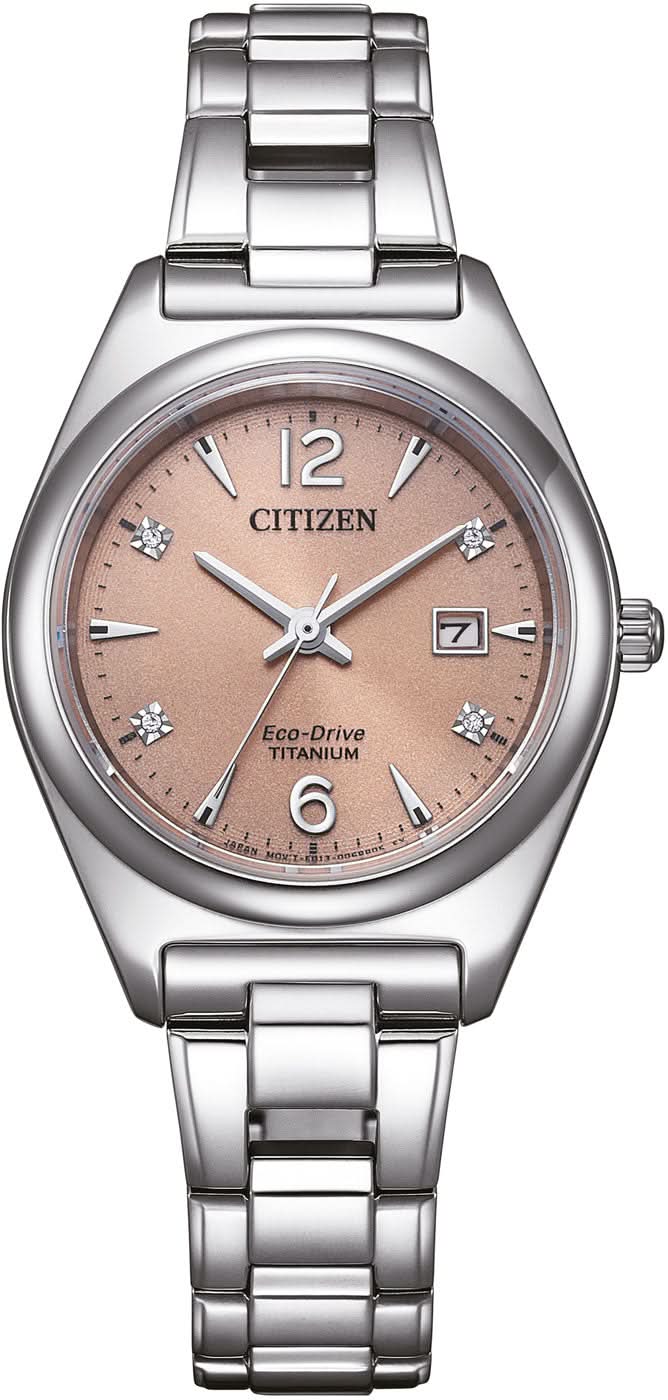 Montre Citizen pour femme avec bracelet en acier inoxydable argenté et cadran rond à motif marron