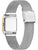 Armbanduhr mit rechteckigem Gehäuse und Edelstahl-Meshband, Seitenansicht