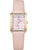 Armbanduhr mit rosafarbenem Zifferblatt, Roségold-Gehäuse und rosafarbenem Lederarmband