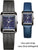 Damenarmbanduhr mit blauem Zifferblatt, Metallmaschenband und beiligendem Lederarmband