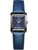 Damenarmbanduhr mit blauem Zifferblatt und dunkelblauem Lederarmband