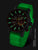 Montre pour homme : cadran noir, bracelet en silicone vert, boîtier en acier inoxydable