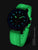 Montre homme avec cadran bleu et bracelet en silicone vert clair