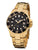 Herrenuhr Regent F-370 mit schwarzem Zifferblatt und goldfarbenem Metallarmband, Mineralglas