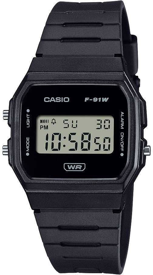 Montre bracelet numérique avec bracelet en plastique noir et écran LCD, WR