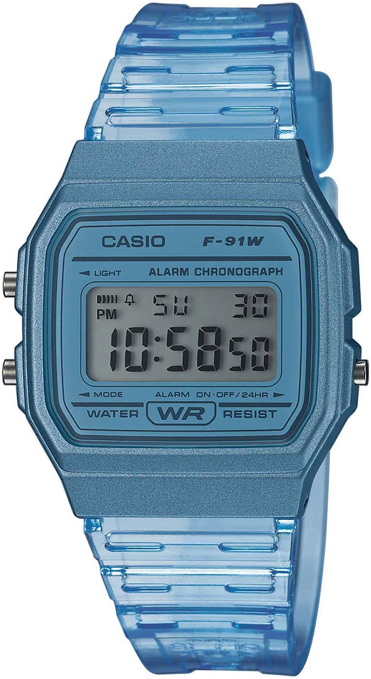 Casio Vintage F-91WS-2EF montre avec bracelet en plastique bleu et affichage numérique