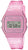 Montre numérique transparente rose avec boîtier rectangulaire et écran LED