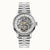 Herrenuhr mit silbernem Metallarmband und skelettiertem Zifferblatt, Automatikwerk