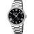 Festina Damenuhr mit schwarzem Zifferblatt, römischen Ziffern und Zirkonia-Lünette, Edelstahlband