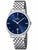 Analoge Herrenuhr mit blauem Zifferblatt und Edelstahlgliederarmband