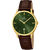Festina Herrenarmbanduhr: grünes Zifferblatt, Datum, braunes Lederarmband
