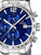 Chronograph-Uhr mit blauem Zifferblatt, silbernen Zeigern und Datumsfenster