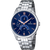 Festina Herrenuhr mit blauem Zifferblatt, römischen Stundenmarkierungen und Metallarmband
