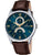 Herrenretro-Uhr mit blauem Zifferblatt und braunem Lederarmband, silbernem Gehäuse