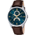 Festina Herrenuhr mit blauem Zifferblatt, römischen Ziffern und braunem Lederarmband.