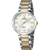Festina Damenuhr: silbernes Edelstahlband mit goldfarbenen Gliedern, weißes Zifferblatt, römische Zahlen