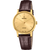 Festina Damenuhr mit braunem Lederband, rundem goldfarbenem Gehäuse und Saphirglas