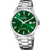 Herrenarmbanduhr mit grünem Zifferblatt, Datumsanzeige und Edelstahlband