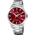 Festina Herrenuhr mit Edelstahlarmband und rotem Zifferblatt, Datumsanzeige bei 18