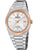 Herrenarmbanduhr mit silbernem Edelstahlgehäuse, roségoldener Lünette, silbernem Zifferblatt
