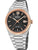 Herrenarmbanduhr mit schwarzem Zifferblatt, roségoldenen Akzenten und Edelstahlband