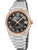 Damenuhr mit schwarzem Zifferblatt, roségoldener Lünette und Metallarmband